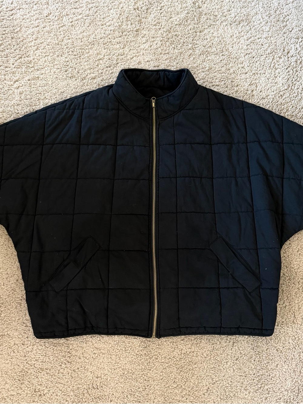 Classic Black Quilted Puffer Jacket Womens Zip Front Stand Collar L XL - Picture 7 of 10